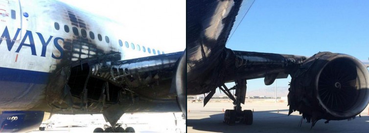 Some of the damage on the British Airways 777-200ER at Vegas - Photo: NYCAviation