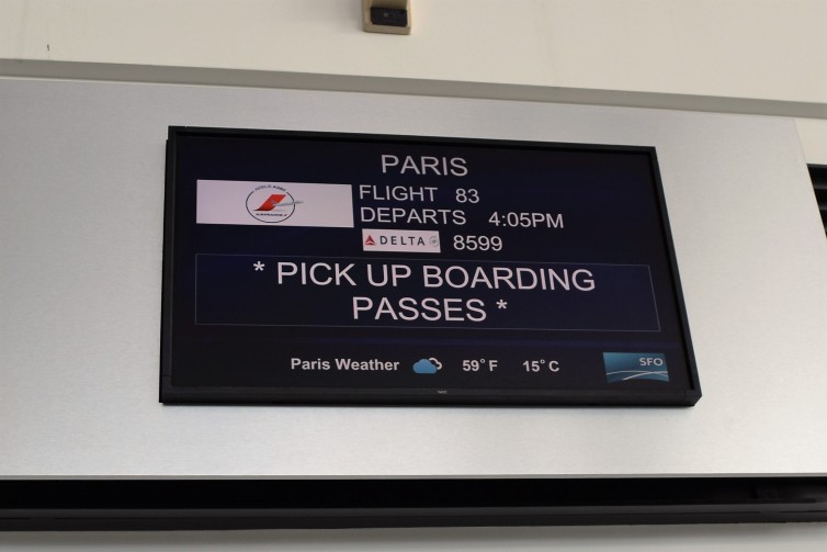 Gate monitor for our Air France flight to Paris. Photo: John Nguyen | AirlineReporter