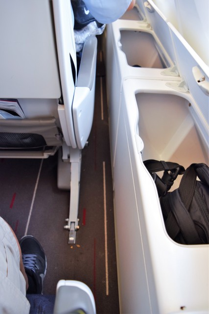 Storage bin and underseat space for Row 83 on an Air France A380. Photo: John Nguyen | AirlineReporter