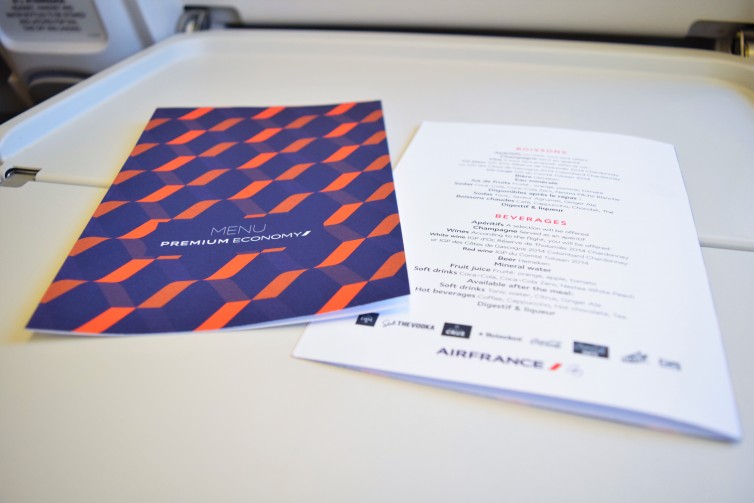 Premium Economy menus for Air France. AirlineReporter