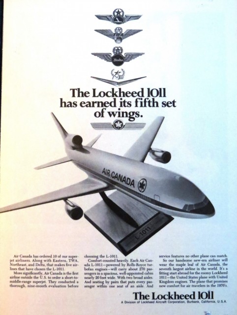 Lockheed advertising announcing the fifth TriStar launch customer. Source: Lockheed-California Company