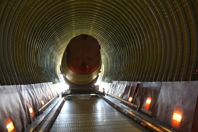 Inside the cargo area of the Beluga