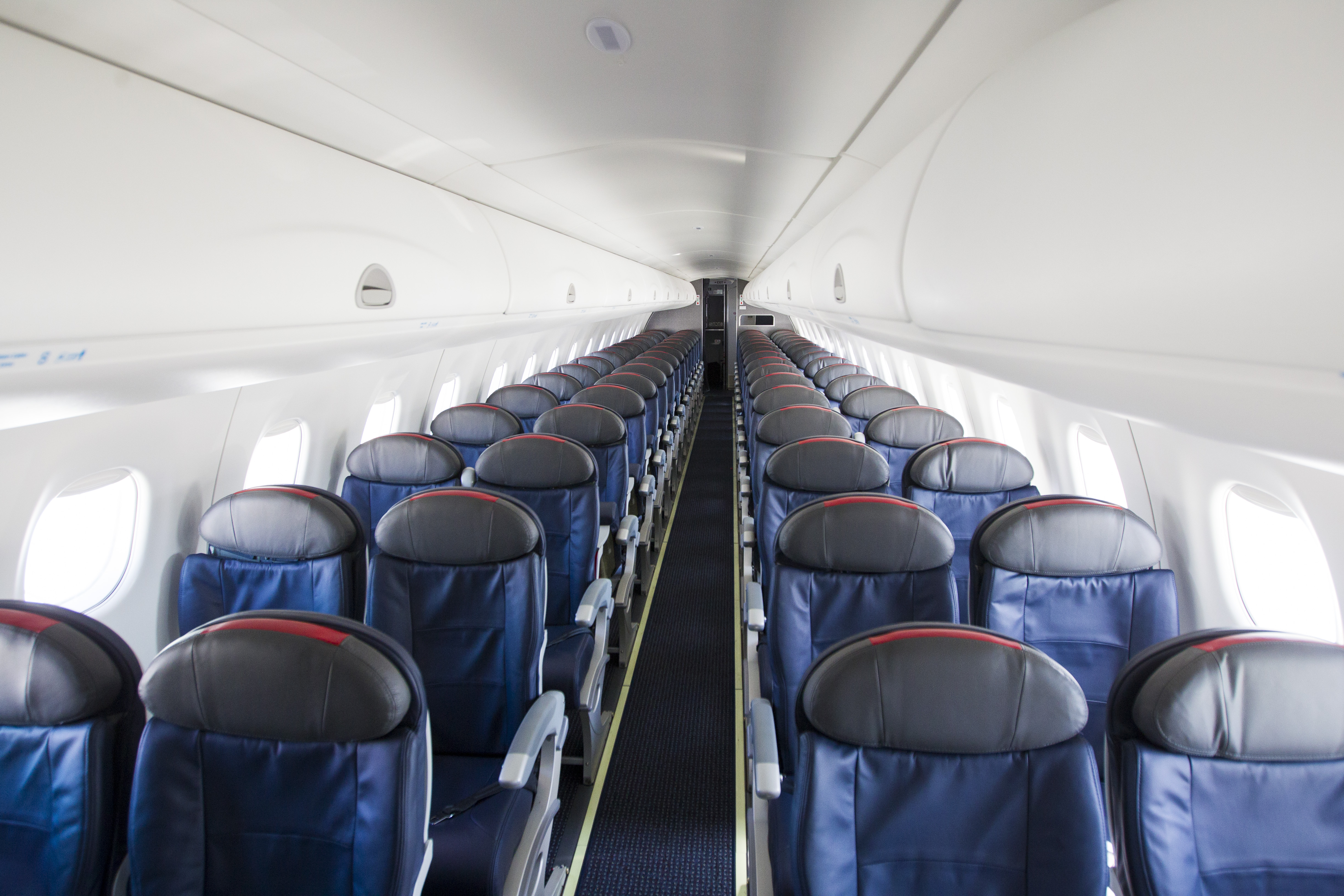 The Main Cabin On Board An American Eagle E 175 At Lax