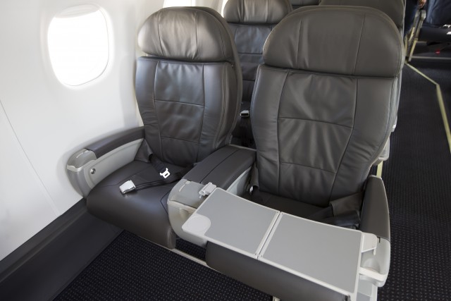 First class seats on board an American Eagle E-175 at LAX. Photo: American Airlines