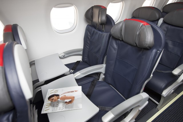 Economy seats on board an American Eagle E-175 at LAX. Photo: American Airlines