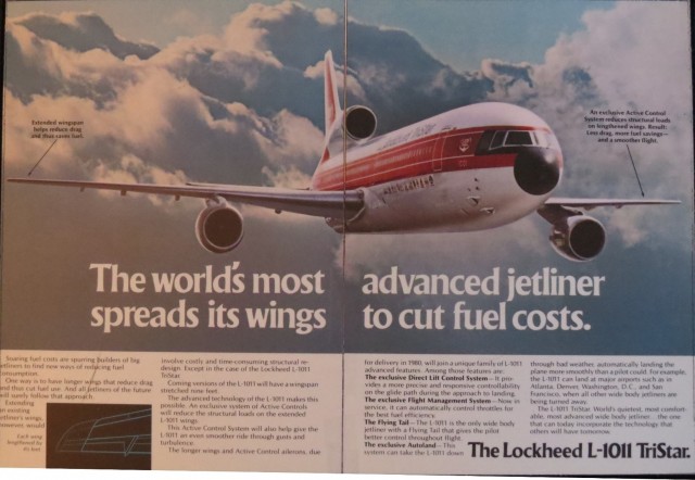 Lockheed advertisment touting the various system upgrades available to the TriStar with the aim of improving fuel economy and performance.