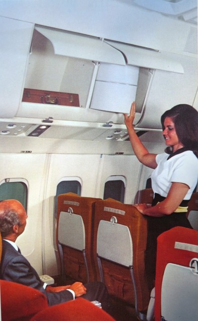 The smaller overhead stowage compartments on the L-1011.
