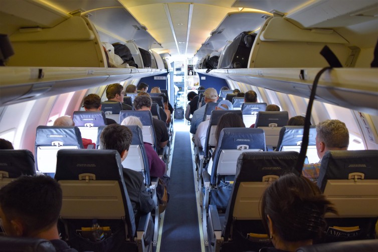 The cabin of our American Eagle CRJ-200. Photo: John Nguyen | AirlineReporter