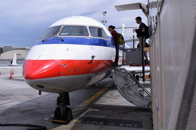 American Eagle CRJ-200 during boarding. Photo: John Nguyen | AirlineReporter