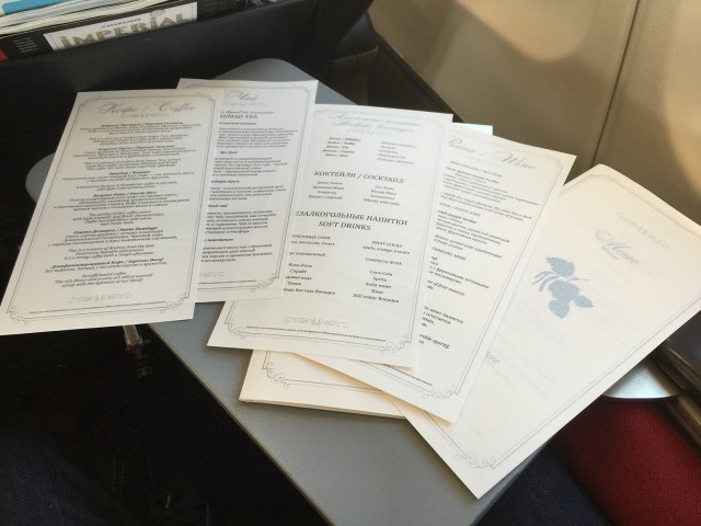 Transaero takes food seriously. There are four pages of menus. Three for drinks, one for food - Photo: Bernie Leighton | AirlineReporter
