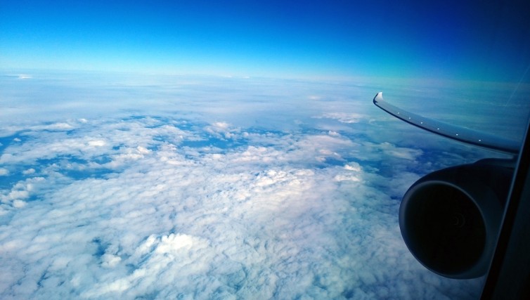 Shot of the 787-9 wing through a partially tinted window - Photo: Jason Rabinowitz