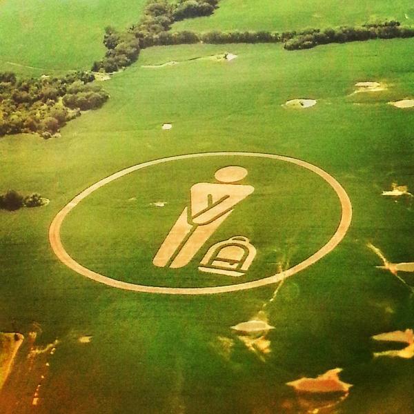 â€œBare Fareâ€ crop circle spotted in a soy field just north of the KC airport â€“ Photo: Victor Lazo