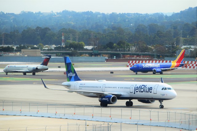 A colorful display of domestic airliners at SFO. Photo: John Nguyen | AirlineReporter