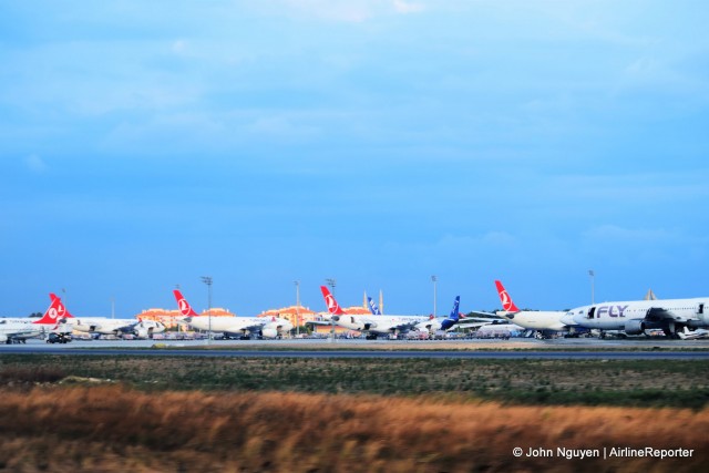 We're in TK country; Turkish Airlines aircraft parked at IST.