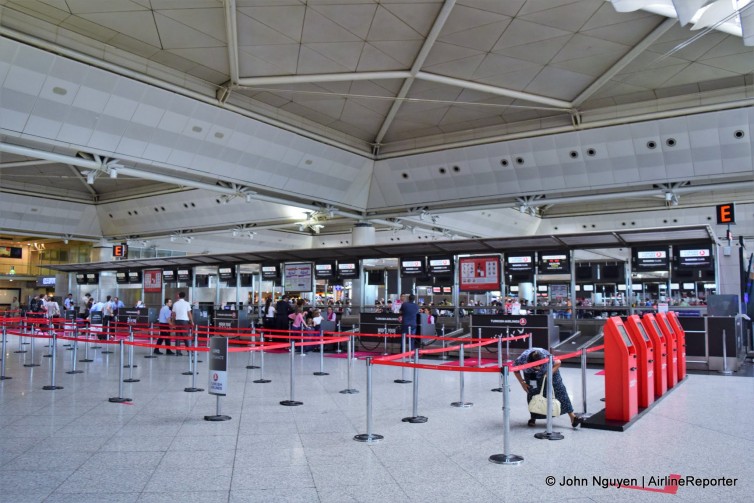Turkish Airlines check-in counters at Istanbul-Ataturk's International Terminal.