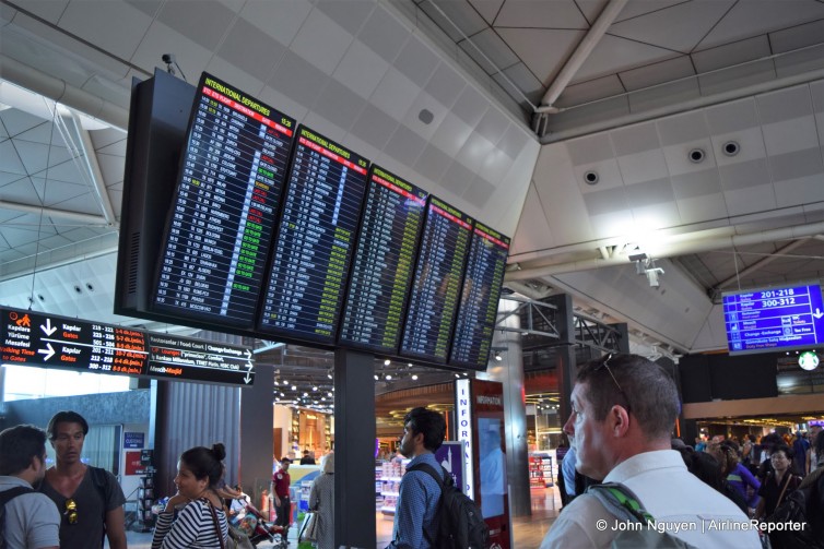 Departures monitors at Istanbul-Ataturk Airport.