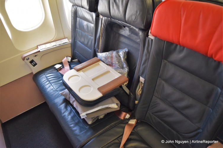 Euro-style Business class seating on Turkish Airlines.
