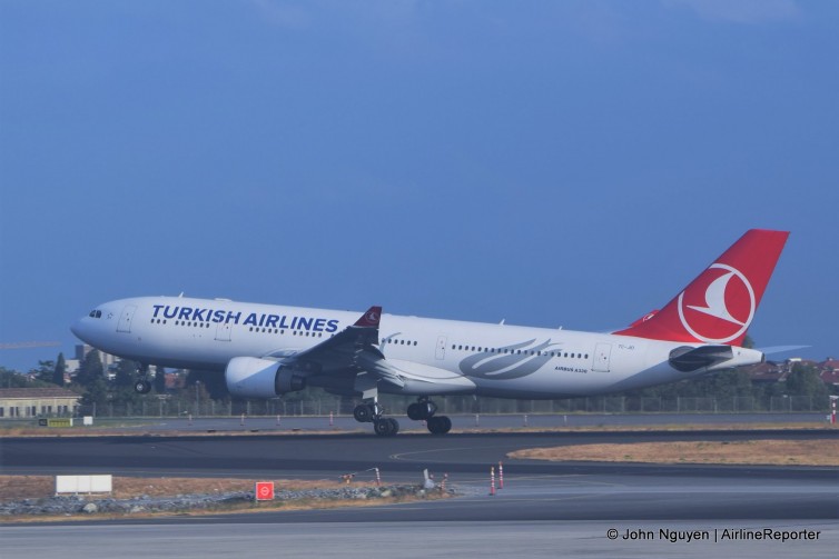A Turkish Airlines A330 (TC-JIO) landing at IST.