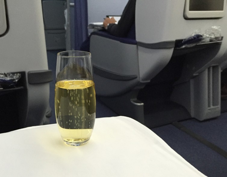 Champagne on ANA's NRT-KUL business class - Photo: Blaine Nickeson | AirlineReporter.com