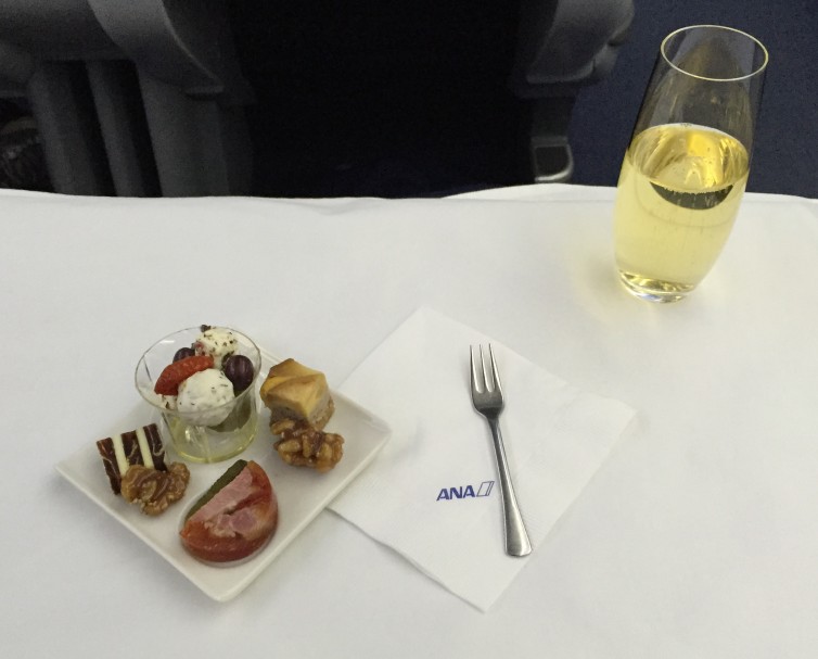 Amuse course on ANAs NRT-KUL business class service - Photo: Blaine Nickeson | AirlineReporter