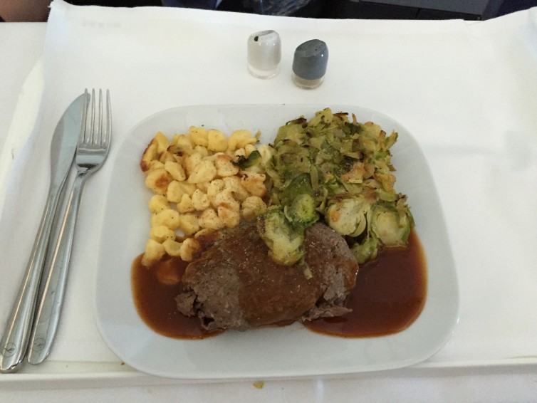 The beef was so-so, but the Brussels sprouts were awesome â€“ Photo: Colin Cook | AirlineReporter