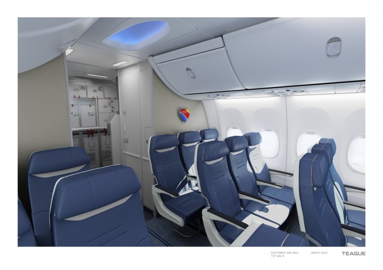 Mockup of how the Meridians will appear on the MAX 8 aircraft. Photo: Southwest Airlines