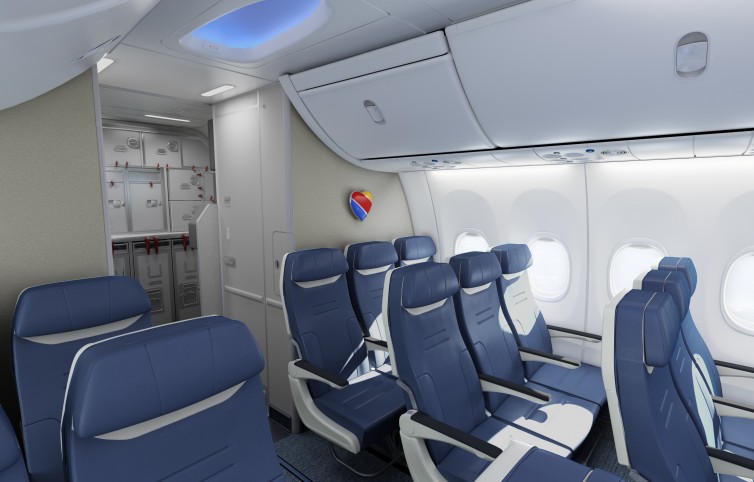 Mockup of how the Meridians will appear on the MAX 8 aircraft. Photo: Southwest Airlines
