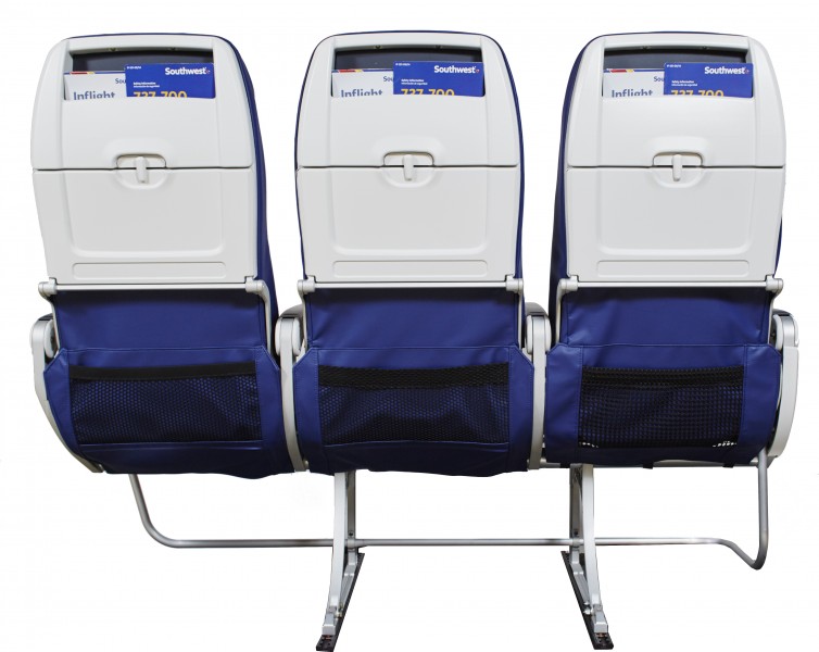 A raised information pocket gives Customer more space for personal device usage and storage. Photo: Southwest Airlines