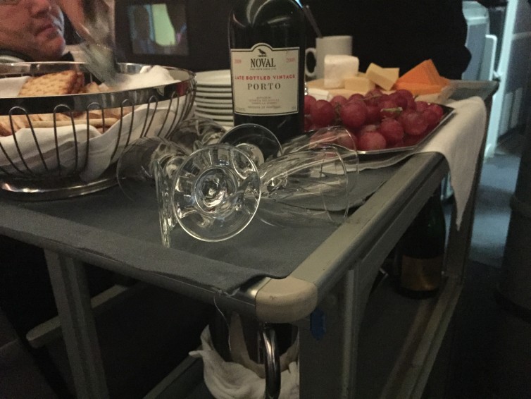 Cheese, fruit, and Port cart service - Photo: Blaine Nickeson | AirlineReporter