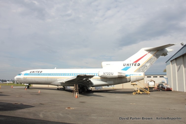 The first Boeing 727 sitting at Paine Field