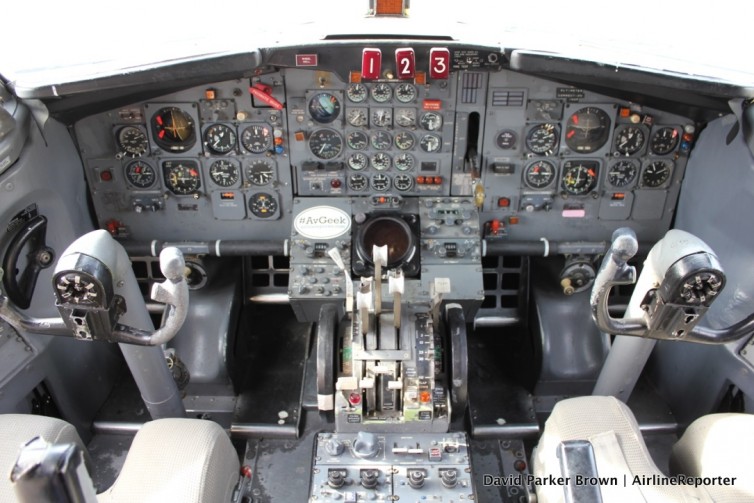 The flight deck of the first Boeing 727