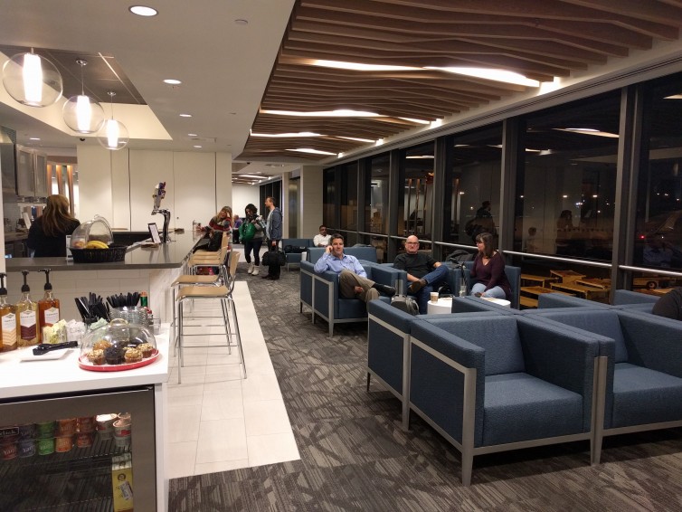 One of the seating areas for the new Alaska Airlines Board Room at SEA's N Satellite. Photo: Neil Enns | Dane Creek Photography