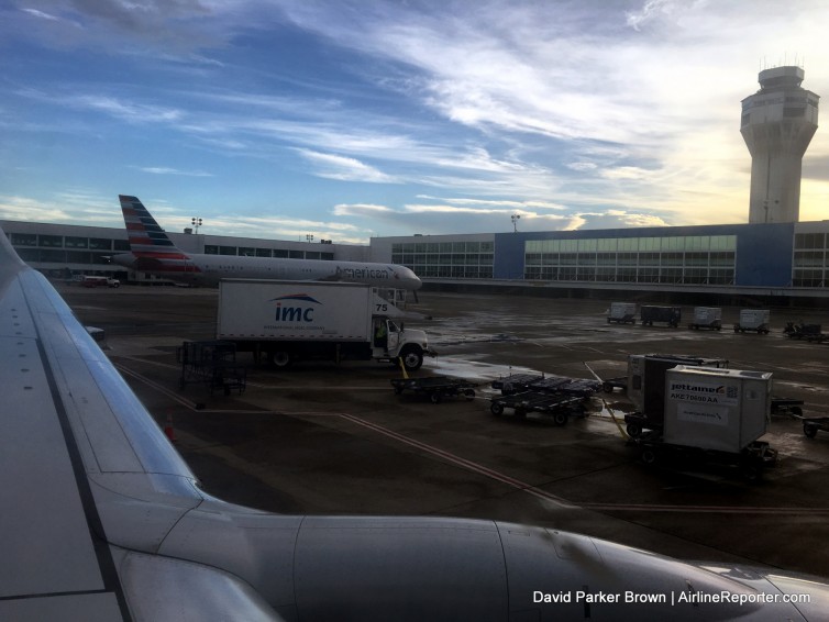 My American Airlines flight prepares to depart from San Juan