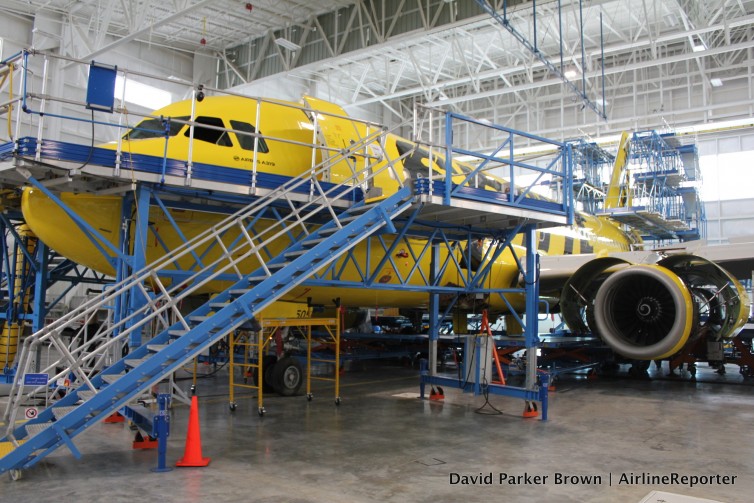 A Spirit A319 gets work done in the first operational bay