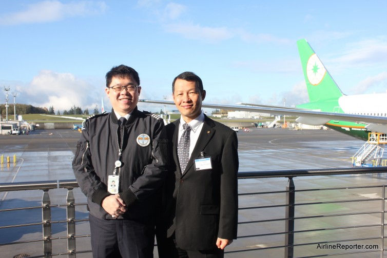 EVA Air Chairman K.W. Chang, on the left and president Austin Cheng on the right