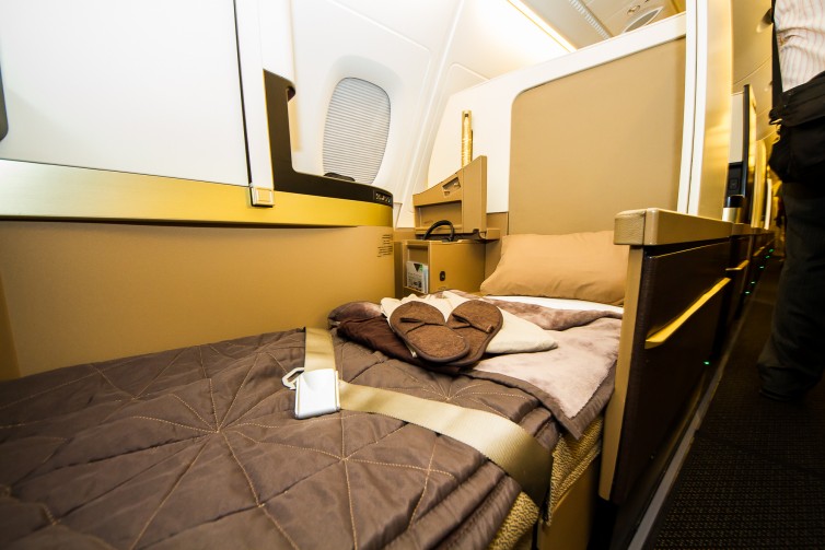 The business class seats come complete with mattress, duvet, slippers and pyjamas on long haul flights. Photo: Jacob Pfleger | AirlineReporter