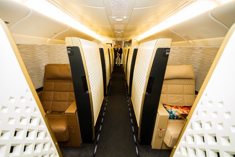 In an industry first, Etihad has introduced a single aisle first class cabin on the A380. Photo: Jacob Pfleger | AirlineReporter