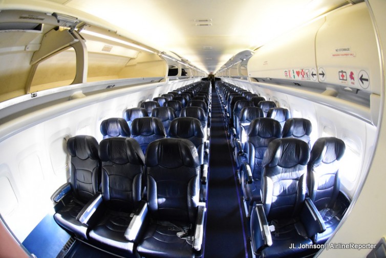 Interior of the MD-83. Basic, but those seats actually look comfy.