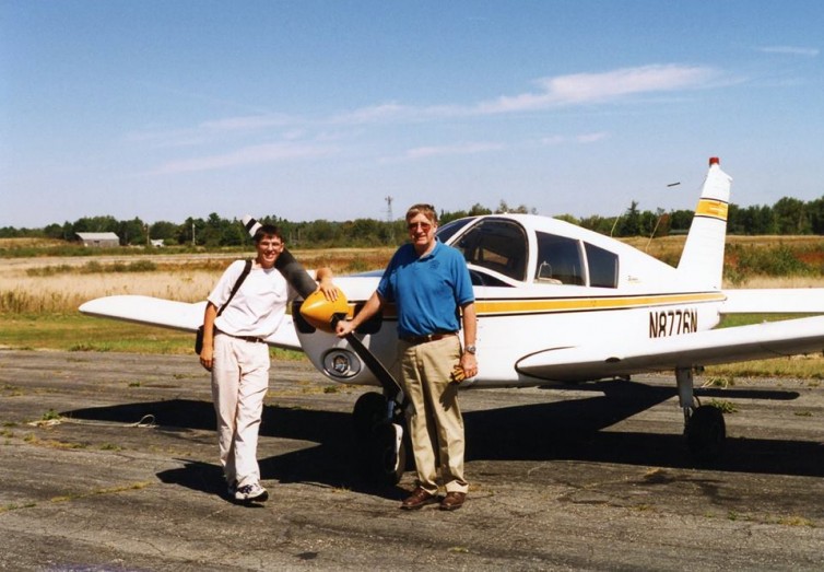 Author (L) Ed Sleeper (R) on the author's solo flight on his 16th birthday - Photo: Linwood Lothrop