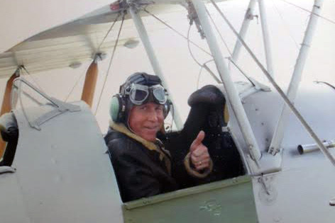 Captain Powell doing a few circuits & bumps in the Tigermoth on a visit to Duxford - Photo: Tim Powell