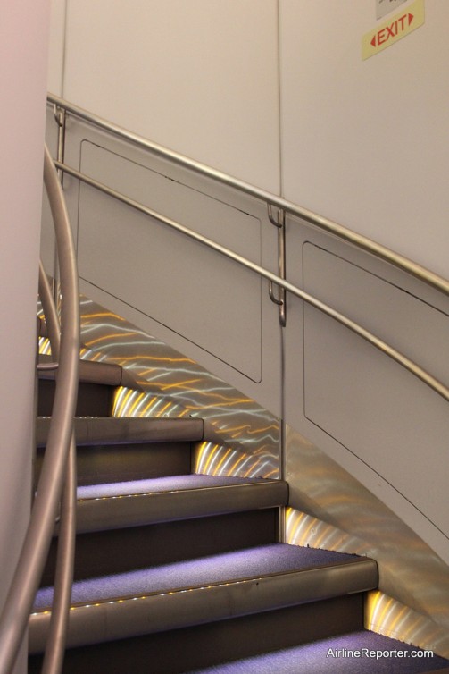 Heading up stairs on the LH A380 - Photo: David Parker Brown