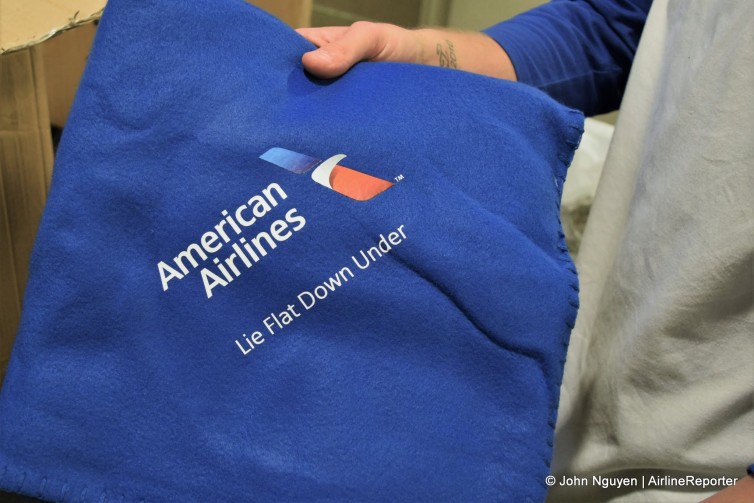 Special blankets commemorating American's inaugural LAX-SYD service.