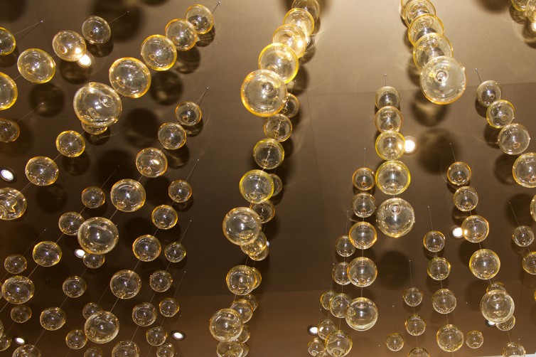 Hundreds of hand-blown spheres greet Etihad guests in the lounge lobby - Photo: Bernie Leighton | AirlineReporter