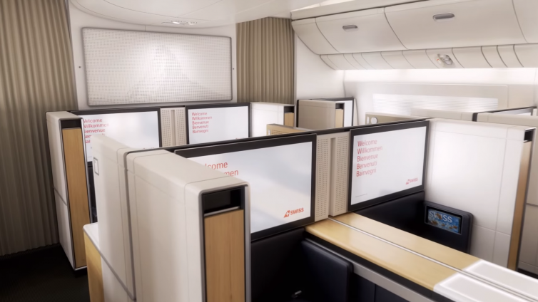 Swiss's new First Class Cabin on the 777-300ER. Image: Youtube | Swiss