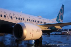 The 737 MAX in morning light.