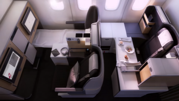 Swiss's 777-300ER Business Class seats in various configurations for eating, sleeping, and relaxing. Image: Youtube | Swiss