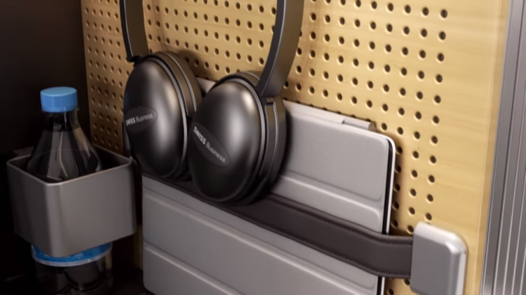 Clever storage features in Swiss's new Business Class. Image: Youtube | Swiss