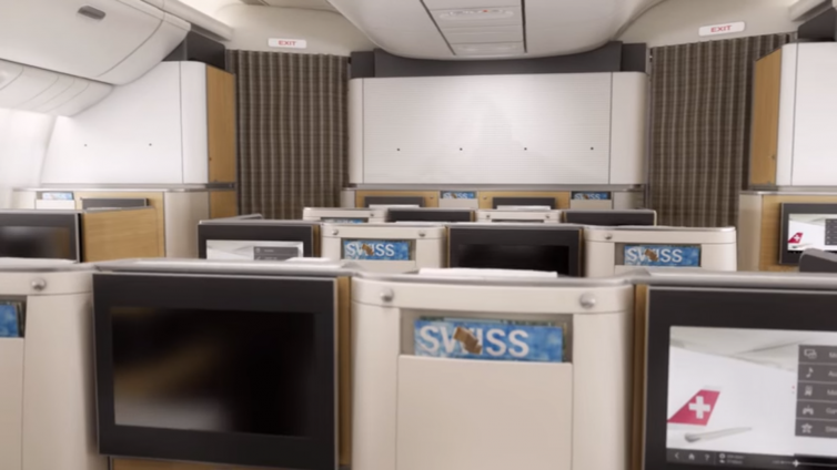 Another view of Swiss's new Business Class cabin. Image: Youtube | Swiss