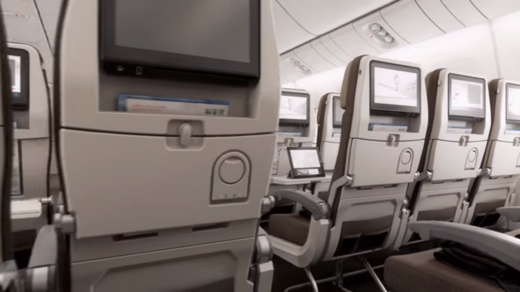 POV in an Economy Class seat on Swiss's 777-300ER. Image: Youtube | Swiss