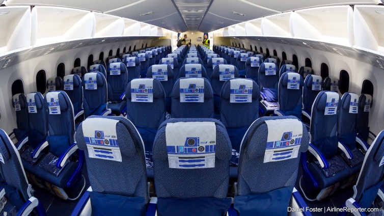 The R2-D2 Style Seat Covers are a cute addition to the aircraft